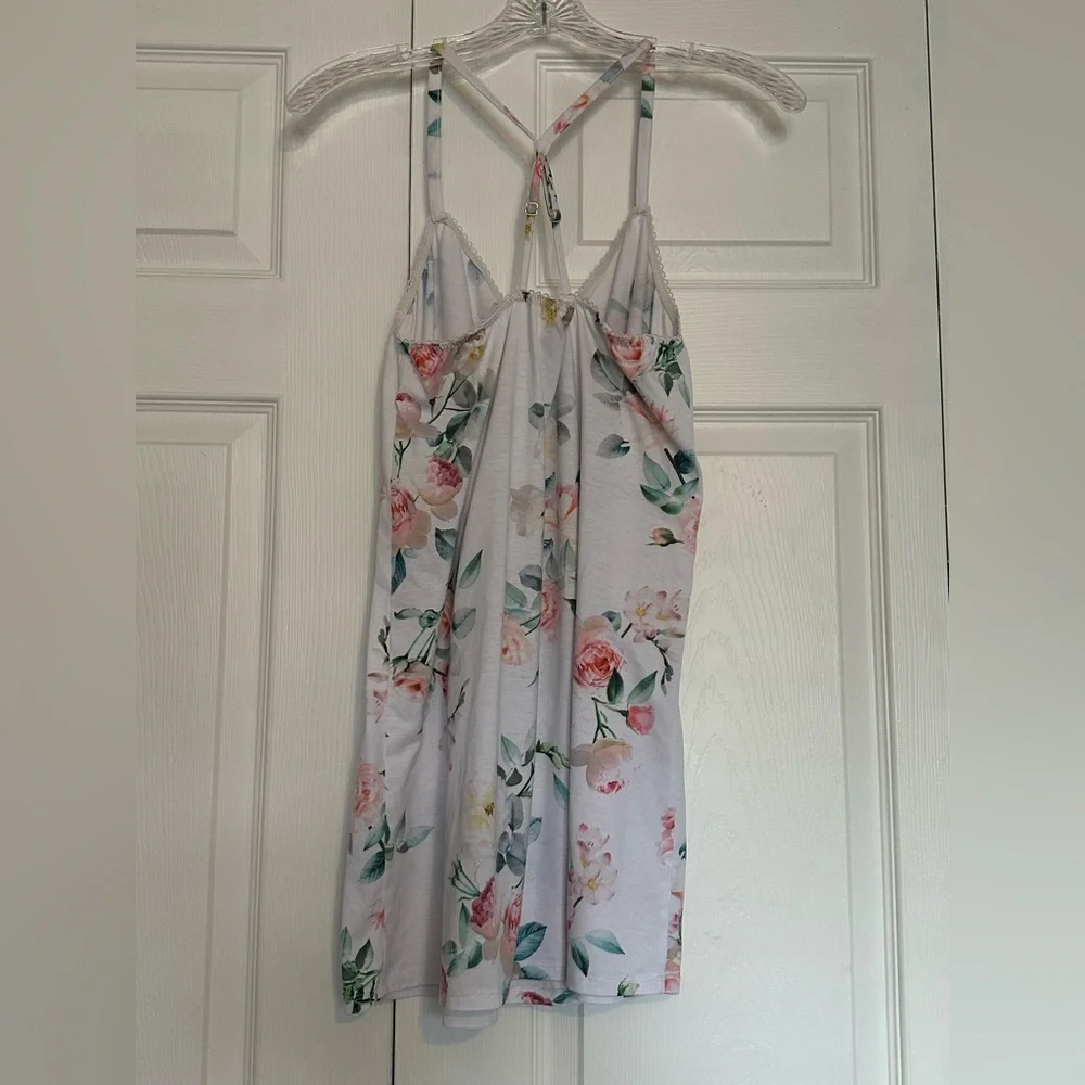 Flora Nikrooz Floral Chemise in White and Pink - Size S - EUC - Bridal